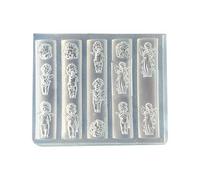 Stampo per unghie in silicone robusto, 6,5 x 5,4 cm, contenente delicate incisioni a forma di angelo, per disegni artistici