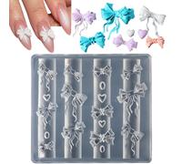 Stampo per unghie in silicone | Stampo per unghie 3D in silicone | Strumento per manicure bello con fiocco riutilizzabile, cuore e nastro per matrimoni, uso quotidiano e feste