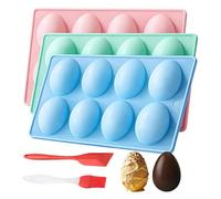 Stampo per Uova di Pasqua, 3 pezzi 8 cavità facile sformatura, a in silicone per Pasqua, per Cioccolatini, Caramelle, Biscotti, Dessert, Decorazioni Fai Da Te per Festa di Primavera