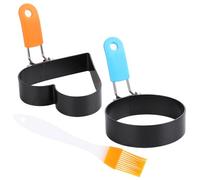 Stampo per uova fritte in acciaio inox, per pancake, per padella, con spazzola, anello per uovo con manici pieghevoli per uova fritte, pancake, polpettone