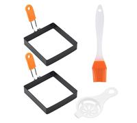 Stampo per uova quadrato - Anello per uova quadrato per friggere l' | Set di anelli per uova con manico in silicone | Anelli per cuocere le uova in acciaio inossidabile | Antiaderente, per frigger