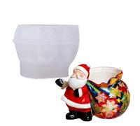Stampo per vasi di fiori, in silicone 3D a forma di Babbo Natale, per calcestruzzo, per pianificatori di feste, officine fai da te, produttori di gioielli, giorni a tema e