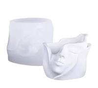 Stampo per vasi di fiori, supporto per candele con volto umano, antiaderente, per la casa, per cera, progetti di fioriere, decorazioni da giardino, arte in resina, 9,5 x 8,9 x 8,9 cm