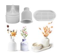 Stampo Per Vaso Di Fiori In Silicone - Vassoio Portaoggetti Ovale A Strisce Fai-da-te Moļd | Stampo Artigianale In Gesso In Silicone - Stämpo Riutilizzabile Durevole Per Portacandele, Portapenne, Comp