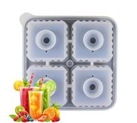 Stampo per vassoio di ghiaccio, vassoio di ghiaccio in silicone, 4-cavity quadrato Cubo spaventoso a mano cubo vassoio produttore a mano, Scatola di ghiaccio a rilascio facile portatile per le bevande