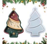 Stampo per vassoio pupazzo di neve albero di Natale, stampo in silicone | Funziona con resina, , cemento e argilla essiccata all'aria; Silicone flessibile e liscio per una facile sformatura