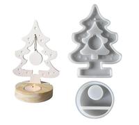 Stampo Porta | Stampo In Silicone Per Portacandele A Forma Di Albero Di Natale | 2 Pezzi Di Cemento Per Artigianato Arte E Decorazione Della Casa Per Tavolo E Centro Tavolo Per Cen