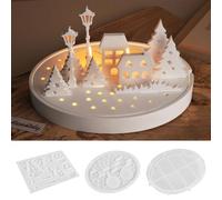 Stampo portacandele a forma di villaggio natalizio, stampi in silicone 3D p D8Z2