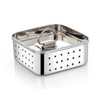 Stampo quadrato in acciaio inox, per paner/tofu/germogli, dimensioni: 10,5 x 10,5 x 4 cm, argento