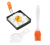 Stampo quadrato per uova - Set di anelli per uova frittate, cuociuova quadrati, set di anelli quadrati con manico in silicone, anelli cuociuova in acciaio inox per colazione a forma di , 10 cm