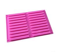 Stampo rettangolare in silicone flessibile a 20 fori per cioccolato e sapone, non riutilizzabile, per muffin, pagnotta, pane, lattine alternative, rosa, 26,5 cm