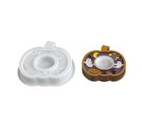 Stampo riutilizzabile in silicone per base candela festosa con modelli pipistrelli e spettri zucca Halloween Stampo in rilievo zucca pipistrelli spettri