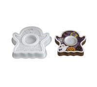 Stampo riutilizzabile in silicone per base candela festosa con modelli pipistrelli e spettri zucca Halloween Stampo in rilievo zucca pipistrelli spettri