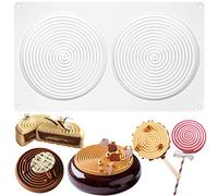 Stampo rotondo a spirale in silicone a forma di disco per formaggio, lecca-lecca, strati, cioccolato, sapone, candele, glassa, tortiere a 2 cavità, diametro 14 cm