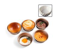 Stampo rotondo dell'hamburger dell'oro con la carta a prova di olio, Facile da pulire Sicurezza Durevole Antiaderente Stampo da 4 pollici for pane, pasticcini, torta di formaggio e mousse, Set di 5