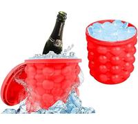 Stampo Secchiello in Silicone Forma Ghiaccio, Vassoio per 32 Cubetti di Ghiaccio, Stampi Ghiacciaio, Frigo Caldo Estate Ghiacciaia, Ice Cube Cubo, Bibita Apertivo Amaro Cocktail, Diametro 12 Cm.