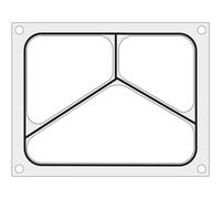 HENDI Matrice, stampo, sigillante, per HENDI 330005 Termosigillatrice di vaschette, guarnizione in silicone nero, adatto per contenitore a 3 compartimenti 227x178mm, alluminio lucidato