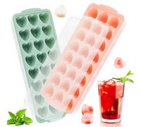 Stampo Silicone Cubetti Ghiaccio 2 Pezzi Flessibile per Cubetti di Ghiaccio a Forma di Cuore, Facili Staccare Stampi per Ghiaccio in Silicone Senza BPA per Whisky, Succo, Bevande Ghiacciate