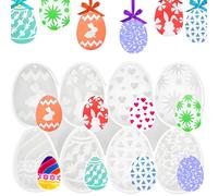 Stampo Silicone Pasqua,Uova di Pasqua Decorative Giocattoli Bambini,Resina Epossidica Kit Uovo di Silicone,Stampo in Silicone Pasquale Decorazione Pendente Artigianale Pasquale DIY Fatta Mano 8 Style