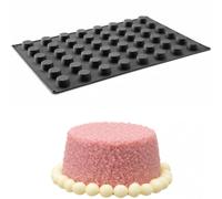 HENDI Stampo in silicone cilindrico, antiaderente, per cottura al forno, congelamento e monoporzioni: -30 a 230°C, 48 cavità tonde ⌀3,5cm per mini muffin,mini madeleine, 570x375x(H)25mm