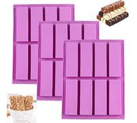 Stampo Silicone Rettangolare 3 pezzi Stampo in Silicone per Torte, Tortiera Silicone 8 Cavità in Silicone Antiaderente per Barrette Energetiche Teglia, Pane, Cheesecake, Sapone, Cubetti di Ghiaccio
