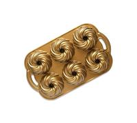 Nordic Ware Stampo in alluminio pressofuso Swirl Bundtlette motivo a ricciolo Oro USA
