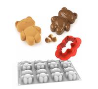 Silikomart | TEDDY BEAR 68 Stampo in Silicone per Monoporzioni a forma di orsetto, Antiaderente, 8 Monoporzioni, Confezione da 1 Stampo per Dolci + Cutter, 79 x 56 h 27 mm, Made in Italy