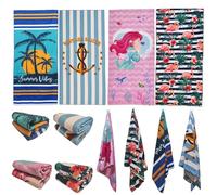 stampringt King Size Carino a righe Flamingo Mermaid Beach Asciugamani per adulti 4 pezzi, grande tessuto di asciugamano in microfibra, super spesso, 75 x 150 cm