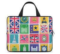 Stamps with The Union Jack Borsa per computer portatile Custodia divertente Tablet Custodia protettiva Borsa da trasporto Valigetta con maniglia 12 pollici