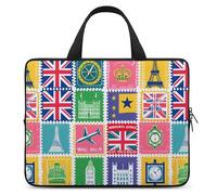 Stamps with The Union Jack Borsa per computer portatile Custodia divertente Tablet Custodia protettiva Borsa da trasporto Valigetta con manico 13 pollici