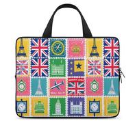 Stamps with The Union Jack Borsa per computer portatile Custodia divertente Tablet Custodia protettiva Borsa da trasporto Valigetta con maniglia 15 pollici