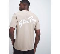 Stan Ray - T-shirt a maniche corte beige con logo e stampa sul retro-Neutro S