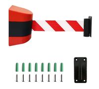 Stanchion Belt, barriera Retrattile Rossa con Accessori Montaggio - Cordone Sicurezza a Parete Code, Ideale aeroporti, Banche e scuole - Resistente, Portatile e Facile installare.