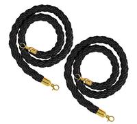 Stanchion Twisted Rope Heavy-Duty Crowd Control Rope Barrier,Barrier Hemp Ropes with Gold Hook, for Indoor & Outdoor Queue Partition(Black,2m/6.6ft/79inch)