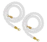 Stanchion Twisted Rope Heavy-Duty Crowd Control Rope Barrier,Barrier Hemp Ropes with Gold Hook, for Indoor & Outdoor Queue Partition(White,2m/6.6ft/79inch)