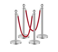 Stanchioni vevor e corde di velluto 4pcs Base cavo con acciaio inossidabile post 2 corde in velluto rosso e post barriere di controllo della folla Si