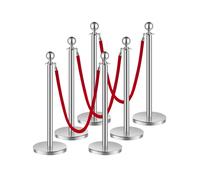 Stanchioni vevor e corde di velluto 6pcs Base cave con acciaio inossidabile post 3 corde di velluto rosso e post barriere di controllo della folla Si