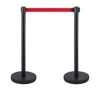 Stanchions - Set di 2 ringhiere per il controllo della folla per la gestione delle code in spazi pubblici, scuole, teatri, hotel, sale espositive, nero, lunghezza 9,8 m