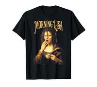 Stanco Monna Lisa Mattina caffè Divertente Leonardo da Vinci Maglietta