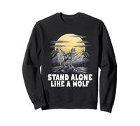 Stand Alone Come Un Lupo Moonlit Mountainscape Felpa