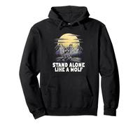Stand Alone Come Un Lupo Moonlit Mountainscape Felpa con Cappuccio