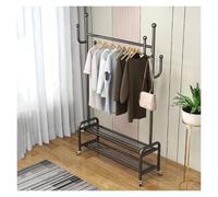 Stand Appendiabiti A 2 Livelli, Piccolo Appendiabiti Multiuso Con Ruote, Appendino Con 4 Ganci, Porta Abiti Da Camera, Per Camera Da Letto, Soggiorno, Ingresso(Black,150x175x40cm)