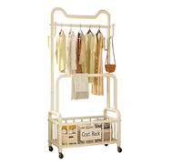 Stand Appendiabiti A Doppia Barra,Appendiabiti Da Terra In Metallo,Appendiabiti Con Ruote & Ripiano Portaoggetti,Stendino Durevole Salvespazio Di Grande Capacità(White,100cm/39.4in)