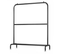 Stand Appendiabiti a Doppia Barra con ripiano Inferiore, Porta Abiti da Terra a 2 binari per Camera da Letto, Lavanderia, Piedini Regolabili (Color : Zwart, Size : 150x46x180cm)