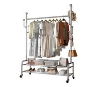 Stand Appendiabiti A Livelli, Appendiabiti Per Scarpe, Struttura In Metallo, Appendino Con 4 Ruote, Appendere Per Abbigliamento, Appendino Con 7 Ganci(100x162x37cm)