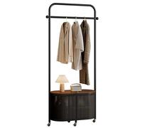 Stand Appendiabiti,Appendiabiti Da Terra In Metallo Con Ruote,Ripiano Portaoggetti,Alta Capacità,Montaggio Facile,Per Camera Da Letto, Balcone(Black,70cm/27.6in)