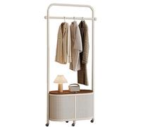 Stand Appendiabiti,Appendiabiti Da Terra In Metallo Con Ruote,Ripiano Portaoggetti,Alta Capacità,Montaggio Facile,Per Camera Da Letto, Balcone(White,90cm/35.5in)
