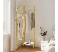 Stand Appendiabiti, Appendino, Appendino con 2 ganci, Oro Angolo regolabile: L'appendiabiti in metallo ha un design pieghevole da 180 a 90 gradi per un uso flessibile in spazi diversi, si prega di not