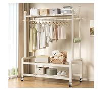 Stand Appendiabiti, Attaccapanni In Metallo Con Ruote, Appendiabiti Da Terra, Vestitore, 1 Barra Appendiabiti, Metallico Con Supporto Per Scarpe(White,60x170x35cm)