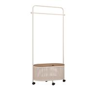 Stand Appendiabiti con Rotelle, Portabiti per Carico Pesante, Attaccapanni con Cestino Integrato, Porta Abiti da Camera in Metallo Resistente 60/80 * 30 * 170cm(White Flat head,80CM/31.5IN)